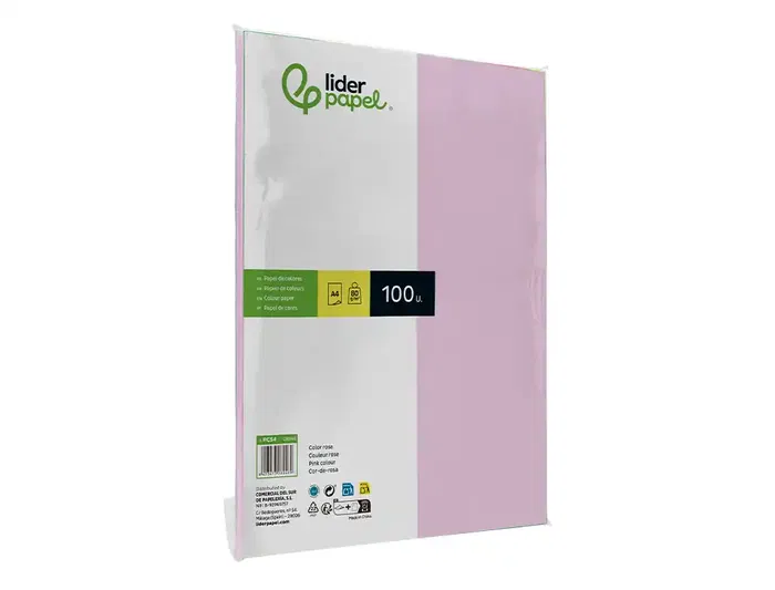 Liderpapel Papel Color A4 80gr Rosa Paquete 100 Hojas