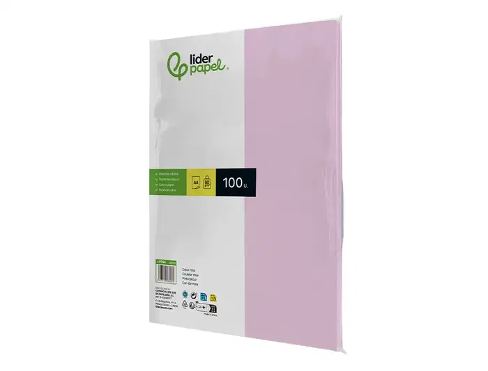 Liderpapel Papel Color A4 80gr Rosa Paquete 100 Hojas