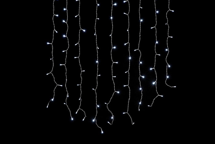 DKD Home Decor Cortina de Luces LED Blanco Frío 200x200 cm con 300 Bombillas