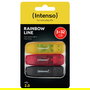 Intenso STICK Rainbow USB Flash Drive 2.0 3x32GB Pack (Yellow/Red/Black) - Velocidad Lectura 28 MB/s, Transparente