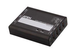 Aten Extensor USB 2.0 UCE32100 por Cable Cat5 - Hub de 4 Puertos, Transmisor y Receptor, Hasta 100 metros, Carcasa Metálica, Plug and Play