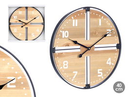 Giftdecor Reloj de Pared de Madera Marrón y Negro 40 cm (Set de 6)