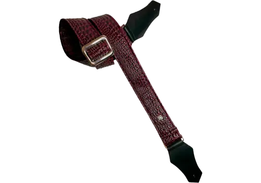 GETM Correa Guitarra Bajo Aussie Gator Burgundy Ajustable Hasta 165cm Polipiel Nailon Piel Color Burdeos Oscuro