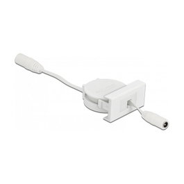 DeLOCK Cable de alimentación retráctil Easy 45 DC 5,5 x 2,1 mm hembra/hembra blanco