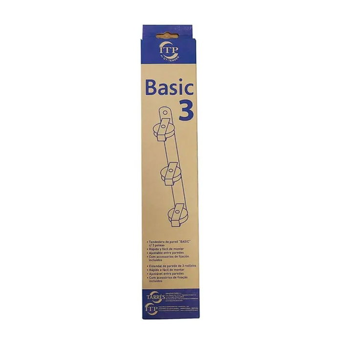 Tendedero de pared basic con 3 poleas blanco