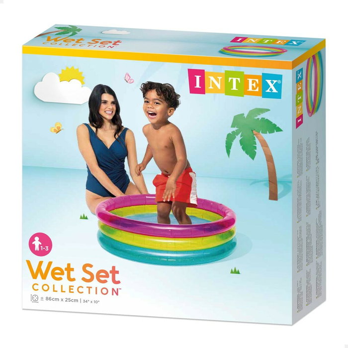 Piscina Hinchable para Niños Intex Arcoíris Aros 63 L 86 x 25 x 86 cm (12 Unidades)