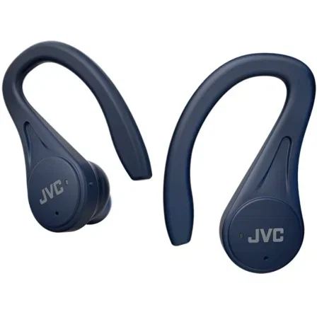 JVC HA-EC25T Auriculares True Wireless Deportivos Bluetooth 5.1 con Gancho, Resistencia IPX5 al Agua, Autonomía 30 Horas con Estuche de Carga, Azules