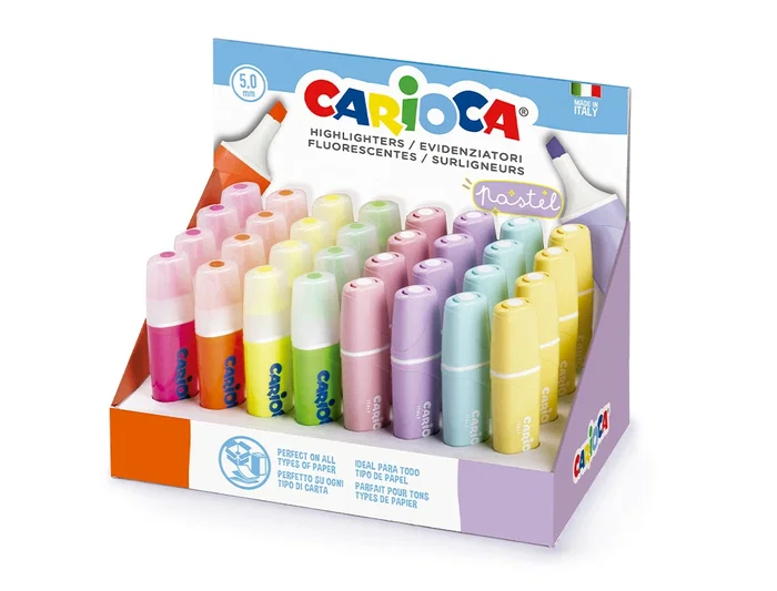 Carioca Rotulador fluorescente color pastel expositor 32 unidades colores surtidos