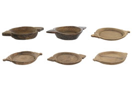 DKD Home Decor Bandeja de Madera de Teca 53x36x8 Antiguo Surtido de 2 Unidades