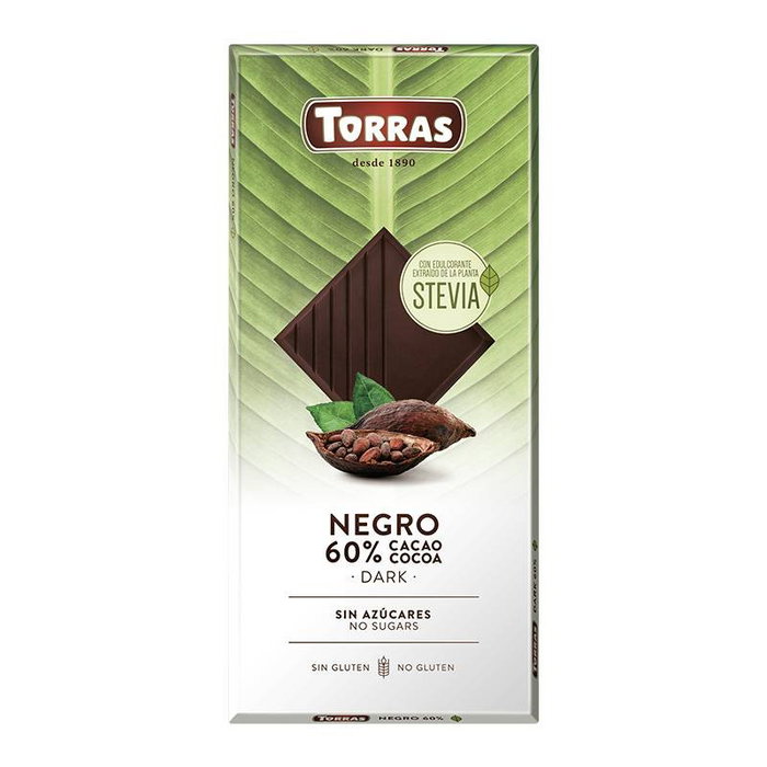 TORRAS Chocolate Negro 60% Cacao con Stevia 100g TORRAS Chocolate Negro 60% Cacao con Stevia 100g