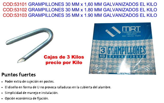 Grampillones Galvanizados 30 mm x 1,60 mm Grampillones Galvanizados 30 mm x 1,60 mm