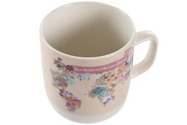 DKD Home Decor Mug Porcelana World&flowers Urban Multicolor 380ml 8.5 x 10 x 11.5 cm Apto Microondas y Lavavajillas (12 Unidades)