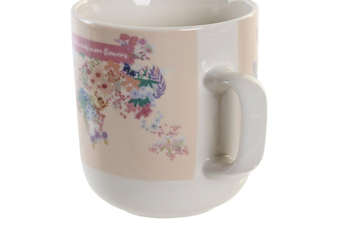 DKD Home Decor Mug Porcelana World&flowers Urban Multicolor 380ml 8.5 x 10 x 11.5 cm Apto Microondas y Lavavajillas (12 Unidades)