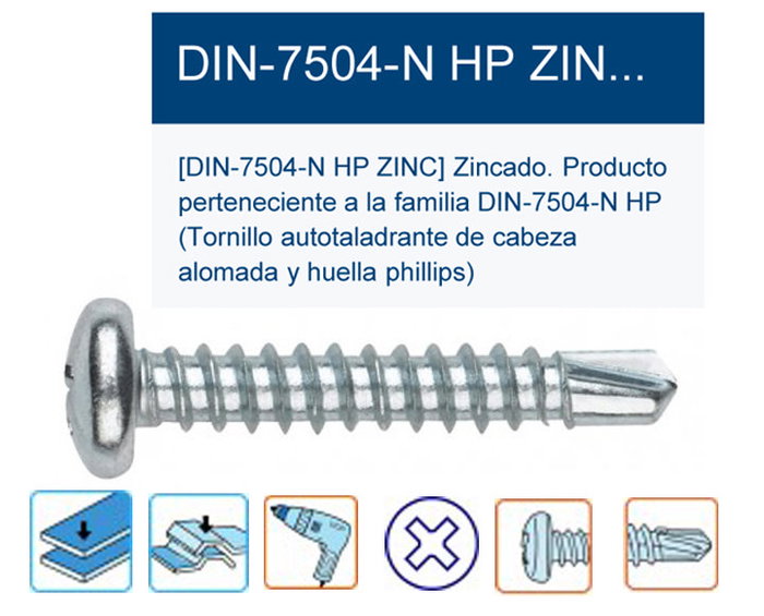 HP Tornillo Autotaladrante 7504-N Alomada PH2 4,8x32 mm HP Tornillo Autotaladrante 7504-N Alomada PH2 4,8x32 mm