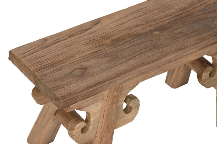DKD Home Decor Taburete de Teca Reciclada Tallada Natural