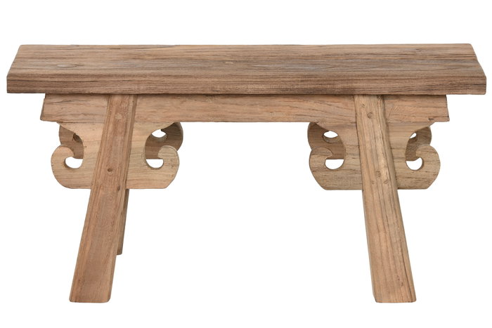 DKD Home Decor Taburete de Teca Reciclada Tallada Natural