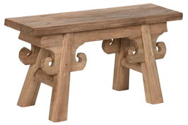 DKD Home Decor Taburete de Teca Reciclada Tallada Natural