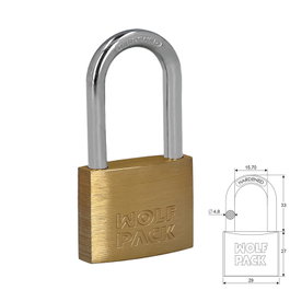 WOLFPACK LINEA PROFESIONAL Candado de latón arco largo 30 mm