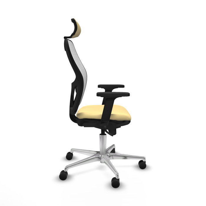 PIQUERAS Y CRESPO Silla de oficina Jorquera con mecanismo Sincro, Similpiel Crema y Malla Blanco