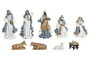 DKD Home Decor Nacimiento Navidad Moderna Azul Blanco Poliester Set 9 Piezas 15 x 30 x 20 cm