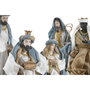 DKD Home Decor Nacimiento Navidad Moderna Azul Blanco Poliester Set 9 Piezas 15 x 30 x 20 cm