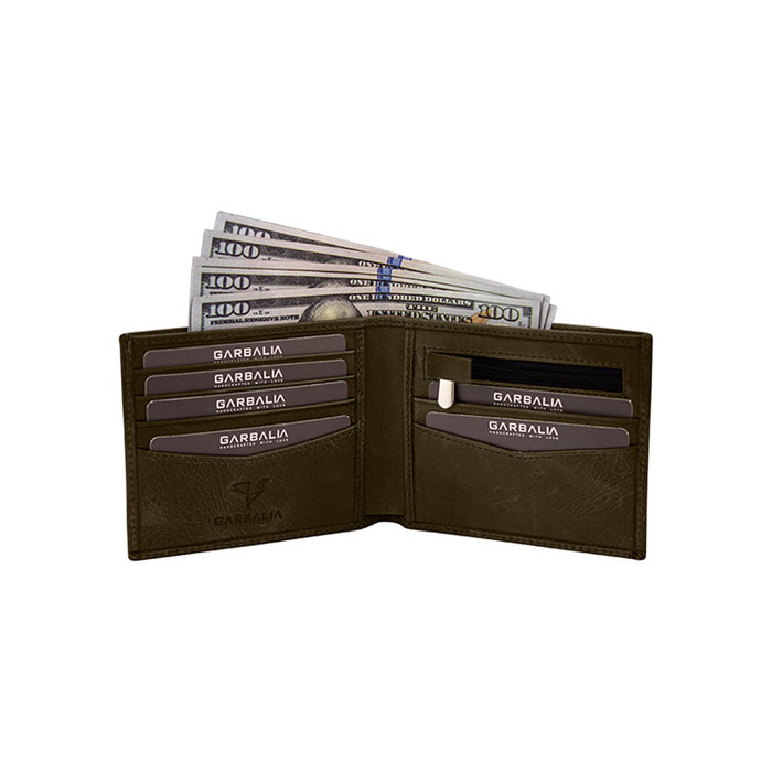 Zoozie Bags Cartera Hombre Piel Auténtica Verde Delhi - 11 cm x 9 cm x 2 cm