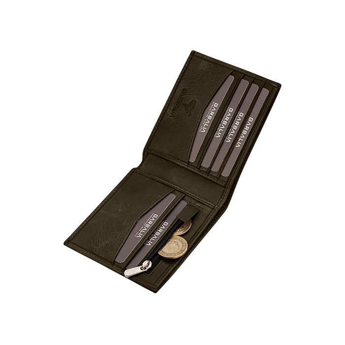 Zoozie Bags Cartera Hombre Piel Auténtica Verde Delhi - 11 cm x 9 cm x 2 cm