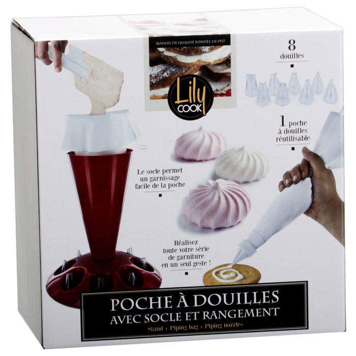 Lily Cook Juego De Manga Y 8 Boquillas Con Soporte, Colección Tradition, Colores Surtidos