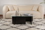 Nordure Mesa de centro Vetrino Wood Black cristal templado y melamina 105x40x65cm Madera Negro