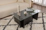 Nordure Mesa de centro Vetrino Wood Black cristal templado y melamina 105x40x65cm Madera Negro