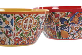 DKD Home Decor Ensaladera Mediterraneo Rojo Azul Melamina 25 x 12 x 25 cm (6 Unidades)