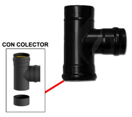 ESTUFA PELLET TE VITRIFICADA 80 MM 90 º con Colector PVTE08090T