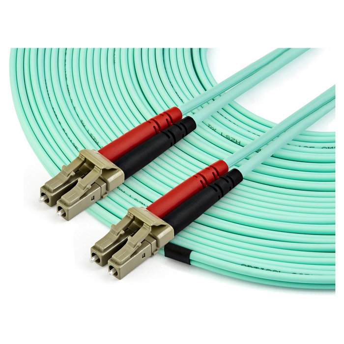Startech cable de fibra óptica multimodo dúplex 50/125 LC a LC, OM4, LSZH, 15 m, Aqua
