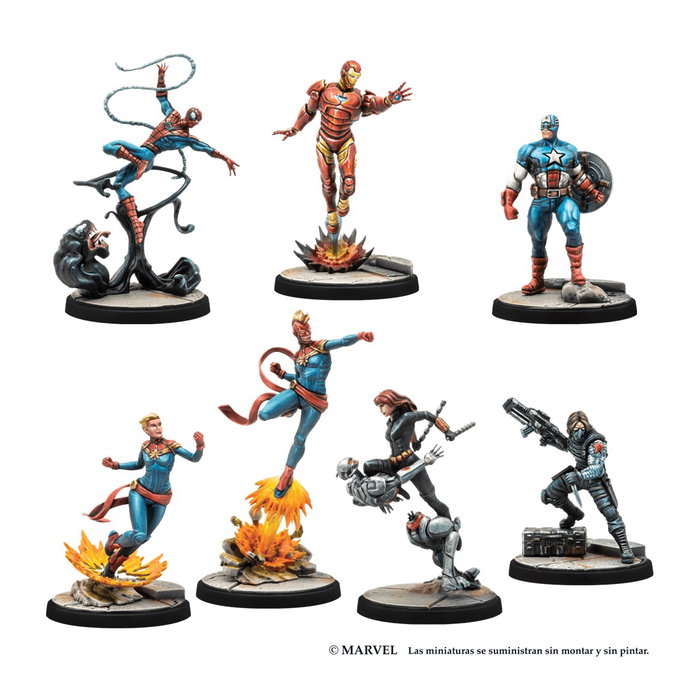 Atomic Mass Games Marvel Crisis Protocol Caja Inicial Los Más Poderosos de la Tierra - Juego de Miniaturas Táctico Marvel 2 Jugadores +14 Años - Edición Español CP143ES