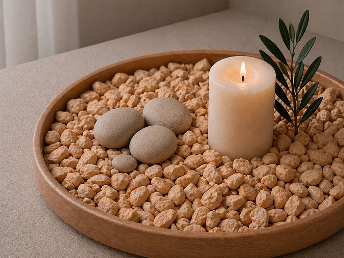 Giftdecor Bote Piedra Metalizada Beige 700g con Piedras de 10-20 mm (6.5x15.8x6.5 cm) (Set de 12)