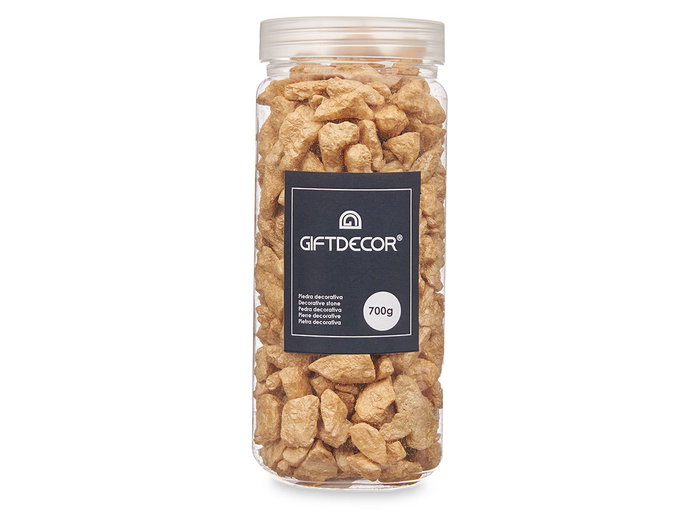 Giftdecor Bote Piedra Metalizada Beige 700g con Piedras de 10-20 mm (6.5x15.8x6.5 cm) (Set de 12)