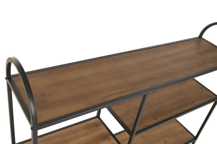 DKD Home Decor Consola Vintage Marrón y Negro con 4 Estanterías de Madera y Hierro, 120 x 30 x 94 cm