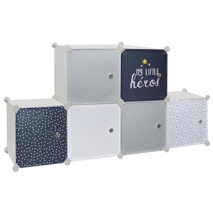 Home Deco Kids Estantería Modular 6 Cubos Azul para Jugar y Almacenar 63x32x95 cm