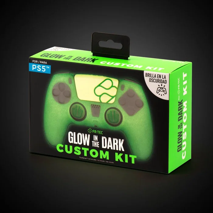 FR-TEC FT0036 Kit Custom Glow in the Dark PS5 - Funda de Silicona, Grips y Sticker Touchpad, Verde