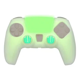 FR-TEC FT0036 Kit Custom Glow in the Dark PS5 - Funda de Silicona, Grips y Sticker Touchpad, Verde