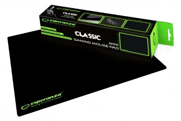 Esperanza EGP101K Alfombrilla Gaming para Ratón, Negro, 250x200x2 mm, Classic Mini, Superficie Plástica