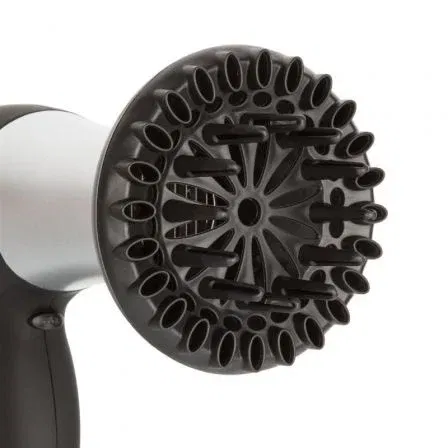 Tristar HD-2322 Secador de Pelo Profesional 2000W Negro y Plata con Accesorios Difusor y Boquilla Estrecha Control de Temperatura y Golpe de Frío Cable 1.7m