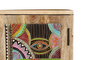 Giner y Colomer Mueble Auxiliar Mango Natural con Detalles Multicolor 60x60x30 cm