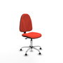 Silla de oficina Algarra con mecanismo Contacto permanente básico tapizada con Tela color Naranja oscuro. Equipada con Base cromada, Sin brazosy Topes