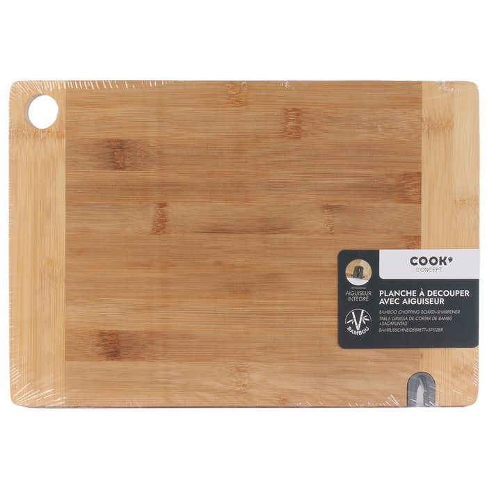 Cook Concept Tabla de Cortar con Afilador en Bambú, 33,1x23,1 cm