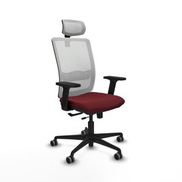 PIQUERAS Y CRESPO Silla de oficina Haches con mecanismo Sincro/Traslack color Granate y Blanco