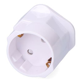 F-Line Adaptador Enchufe Transformación Inglés a Europeo Blanco 70 x 50 mm con Fusible 13A Retractilado