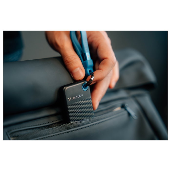 Verbatim SSD Externo Pocket 1TB USB-C 3.2 Gen 2, Lectura/Escritura 1000 MB/s, 10 Gb/s, Negro y Azul, Vx500