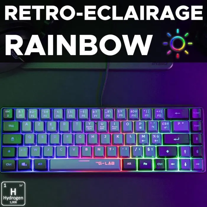 The G-Lab Teclado Gaming KEYZ-HYDRO-GRB/FR 60% Membrana 2 Colores Gris + Teclas Negras The G-Lab Teclado Gaming KEYZ-HYDRO-GRB/FR 60% Membrana 2 Colores Gris + Teclas Negras