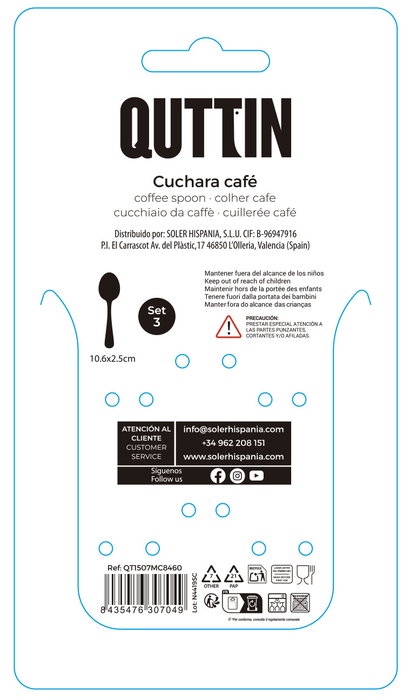 Inde Set 3 Cucharas Café Moma Black Matt 10.6x2.5 cm (12 Cajas)